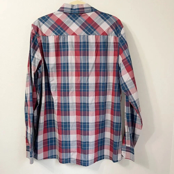 Browning Mens Red Blue Western Plaid Button Down Long Sleeve Shirt Large Pockets - Picture 7 of 9